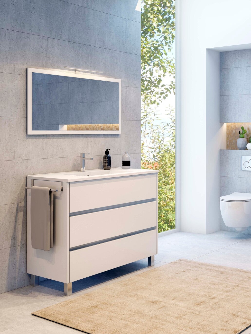 Movel Axis c/pés 80x81x45 (3G) branco c/lavatório 1P