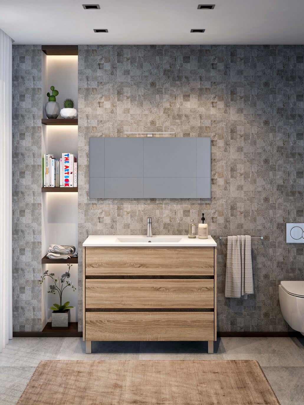 Movel Axis c/pés 80x81x45 (3G) oak c/lavatório 1P