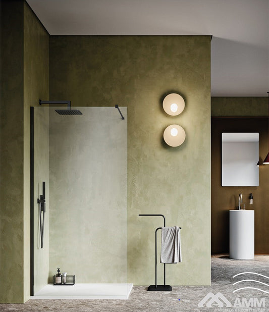 Painel fixo 100cm. AM008E-CR vidro 8mm, negro